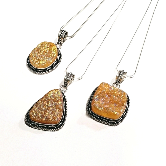 Sunflower Yellow Gold Sparkle Druzy Gemstones - Picture 9 of 12